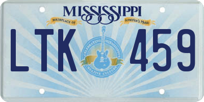 MS license plate LTK459