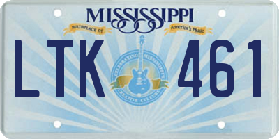 MS license plate LTK461