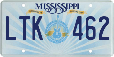 MS license plate LTK462