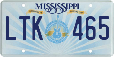 MS license plate LTK465