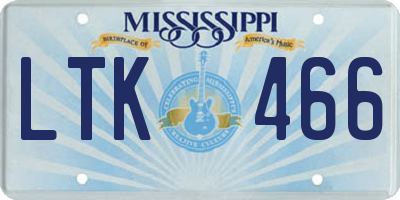 MS license plate LTK466