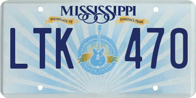 MS license plate LTK470