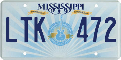 MS license plate LTK472