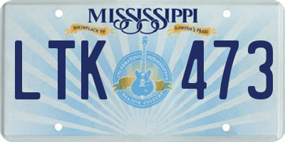 MS license plate LTK473