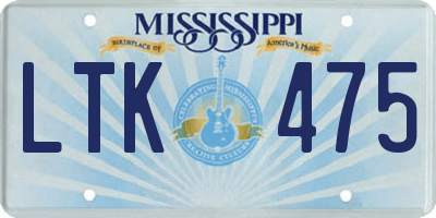 MS license plate LTK475