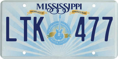 MS license plate LTK477