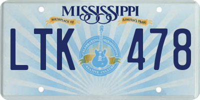 MS license plate LTK478