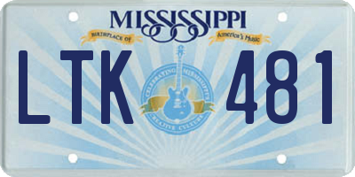 MS license plate LTK481