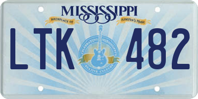 MS license plate LTK482