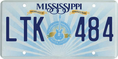 MS license plate LTK484