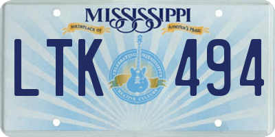 MS license plate LTK494