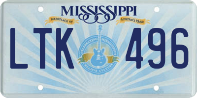 MS license plate LTK496