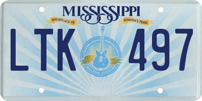 MS license plate LTK497
