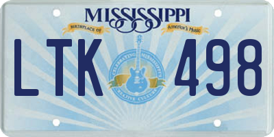 MS license plate LTK498