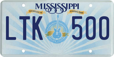 MS license plate LTK500