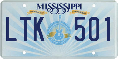 MS license plate LTK501