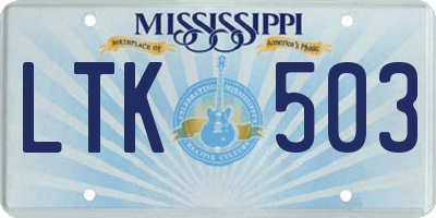 MS license plate LTK503