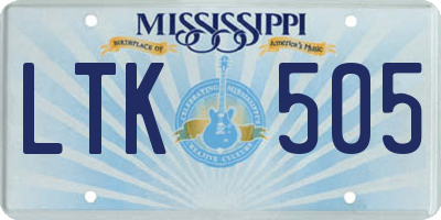 MS license plate LTK505