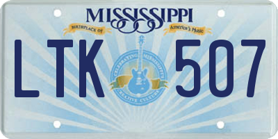 MS license plate LTK507
