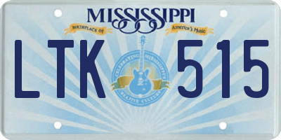 MS license plate LTK515