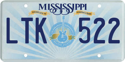 MS license plate LTK522