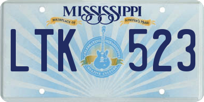 MS license plate LTK523