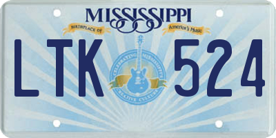 MS license plate LTK524