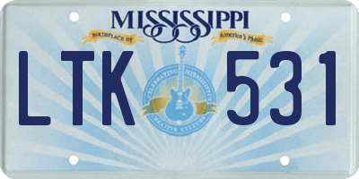 MS license plate LTK531