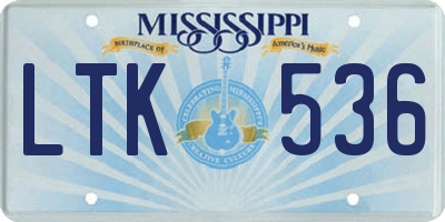 MS license plate LTK536