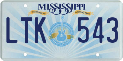 MS license plate LTK543