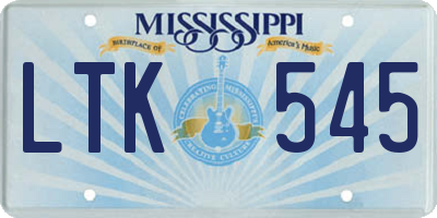 MS license plate LTK545