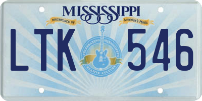 MS license plate LTK546