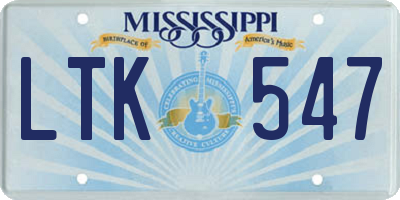 MS license plate LTK547