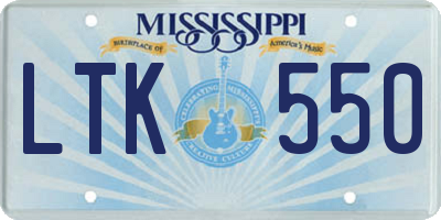 MS license plate LTK550