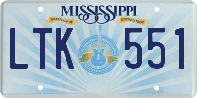MS license plate LTK551