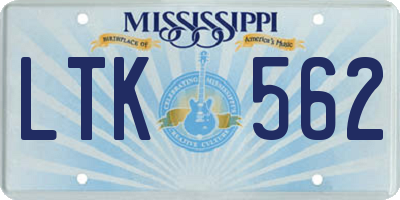 MS license plate LTK562