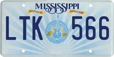 MS license plate LTK566