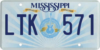 MS license plate LTK571