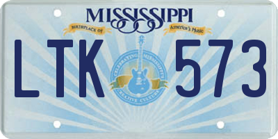 MS license plate LTK573