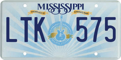 MS license plate LTK575