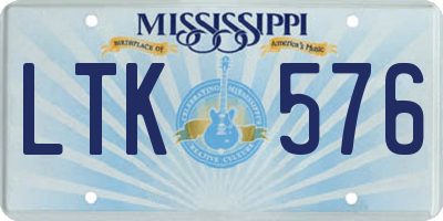 MS license plate LTK576