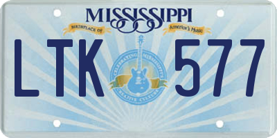 MS license plate LTK577