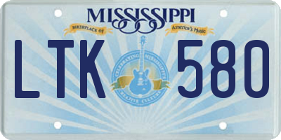 MS license plate LTK580