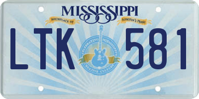 MS license plate LTK581