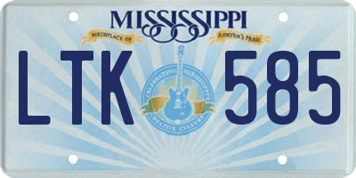 MS license plate LTK585