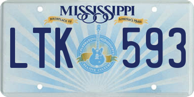 MS license plate LTK593