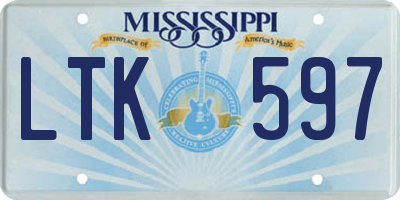 MS license plate LTK597