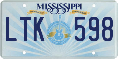 MS license plate LTK598
