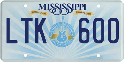 MS license plate LTK600