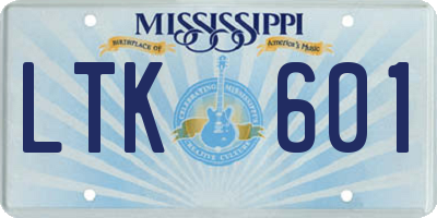 MS license plate LTK601
